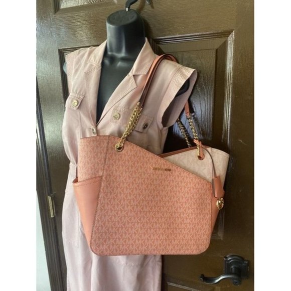 Michael Kors Jet Set Large Color Blcok Logo Coated Canvas Shoulder Bag - Picture 11 of 11